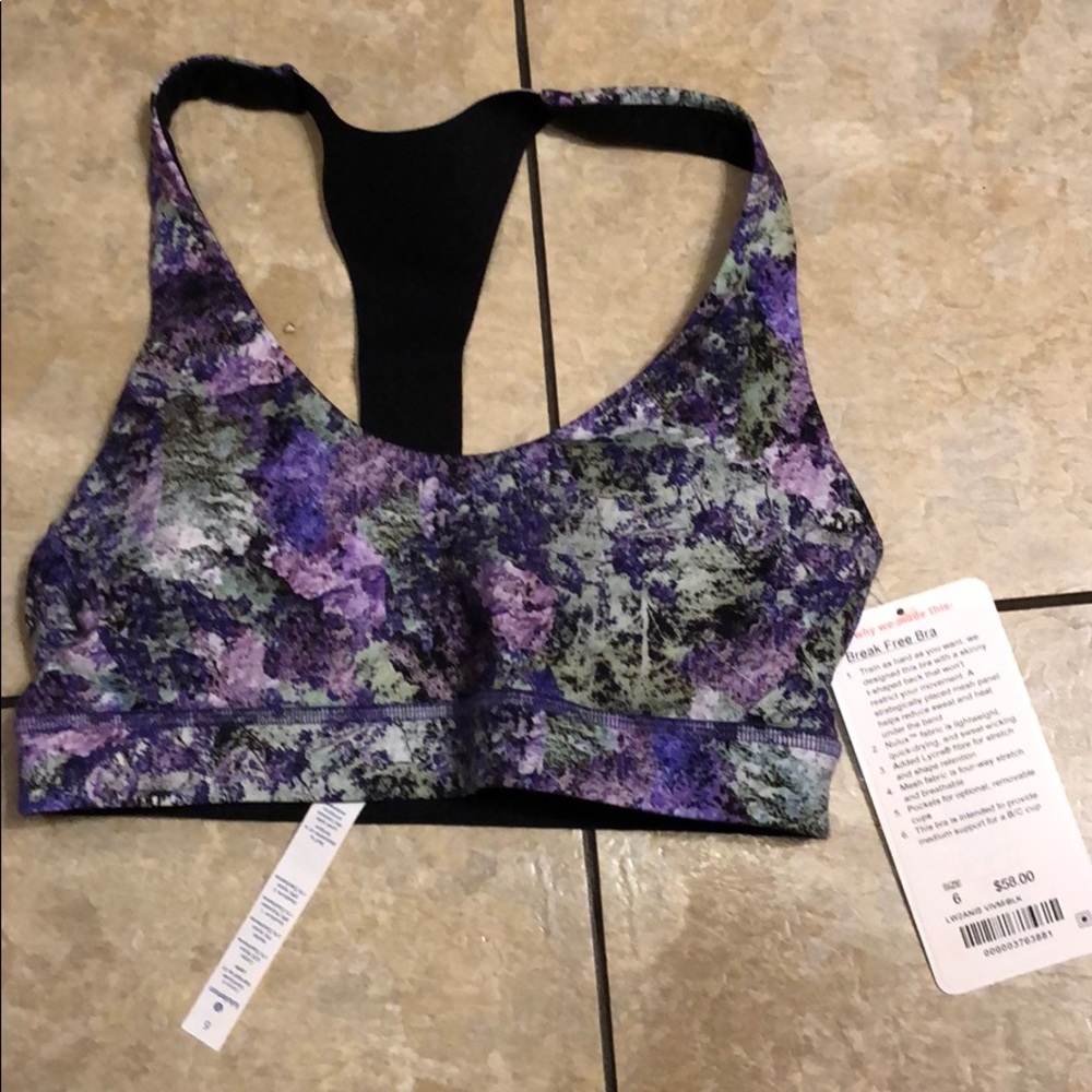 NWT Lululemon Break Free bra Size 6